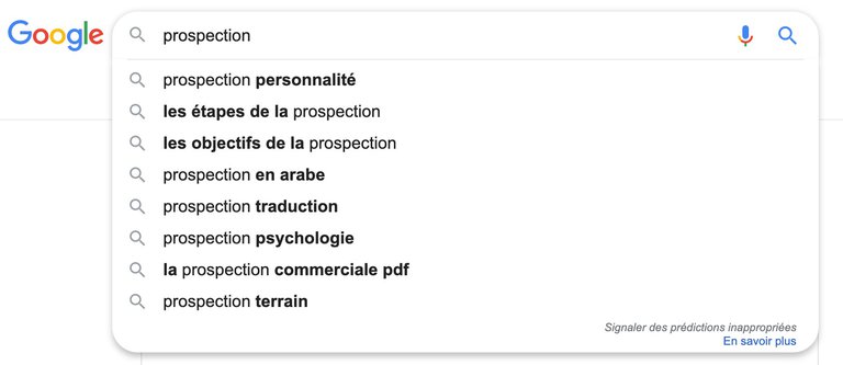 google suggestion prospection